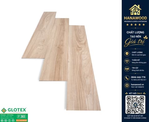 Sàn Nhựa Giả Gỗ Dán Keo Glotex P363