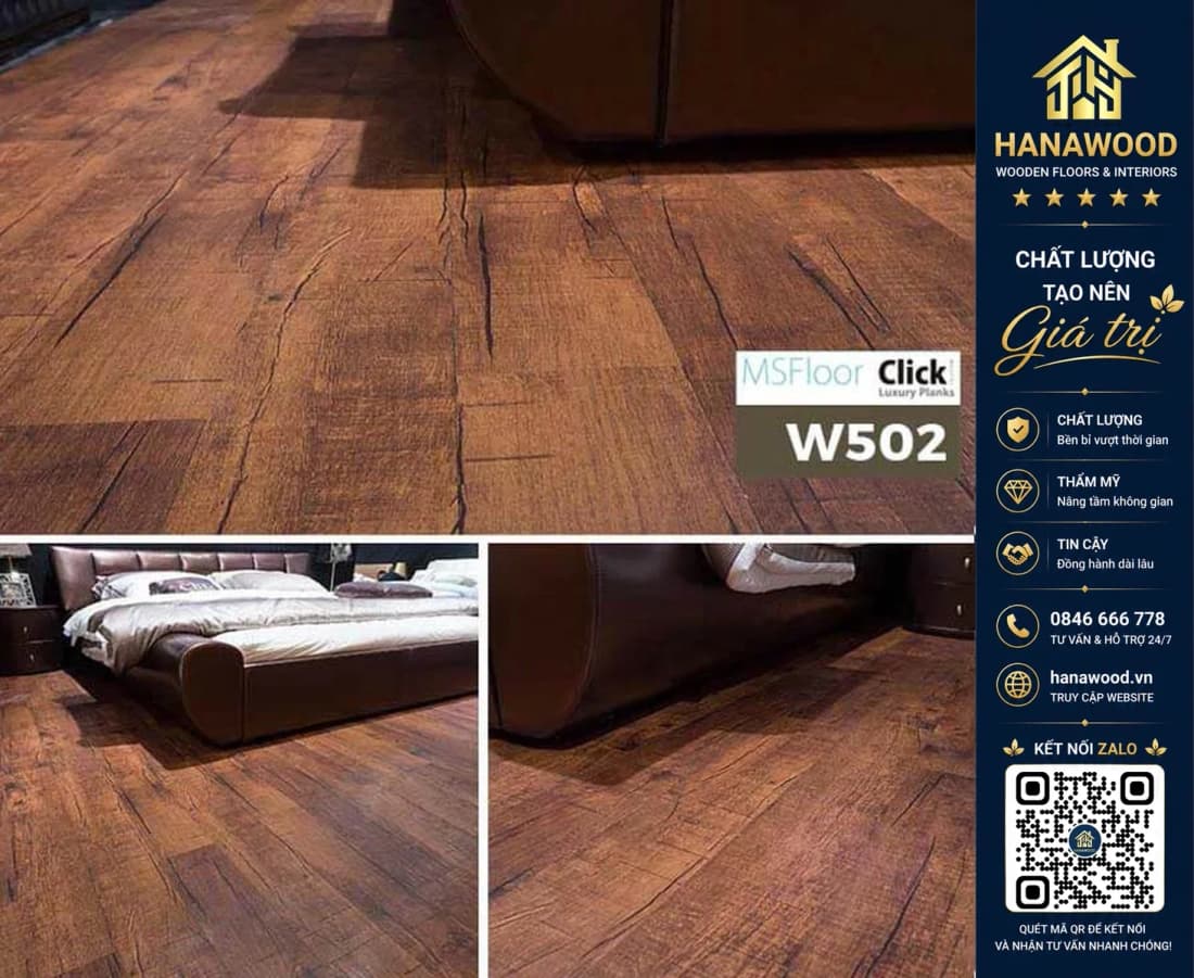 Sàn Nhựa Giả Gỗ Bóc Dán MsFloor W502