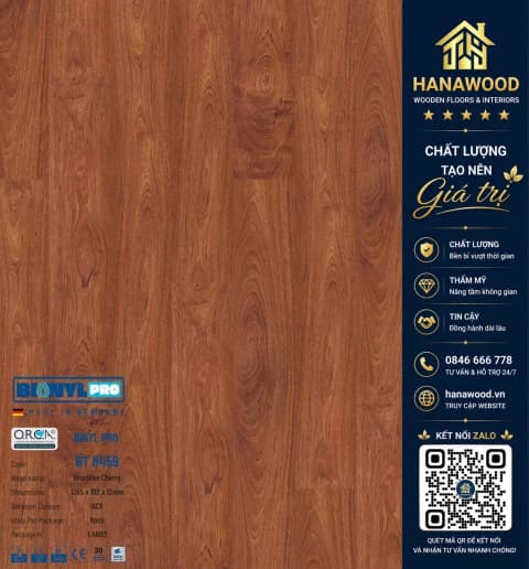 Sàn Gỗ Công Nghiệp Binyl Pro BT8459 dày 12mm