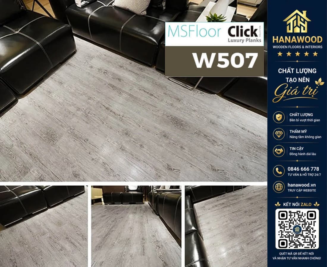 Sàn Nhựa Giả Gỗ Bóc Dán MsFloor W507