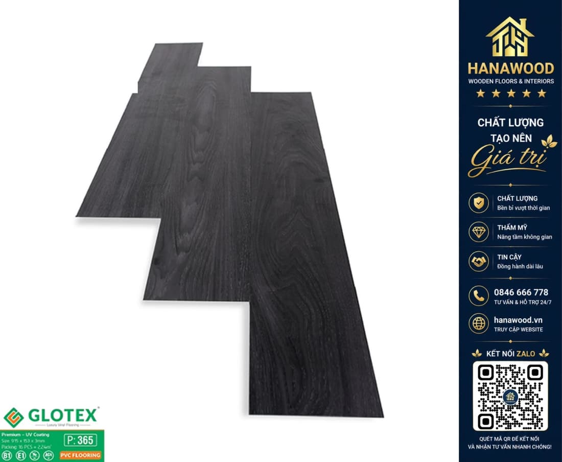 Sàn Nhựa Giả Gỗ Dán Keo Glotex P365