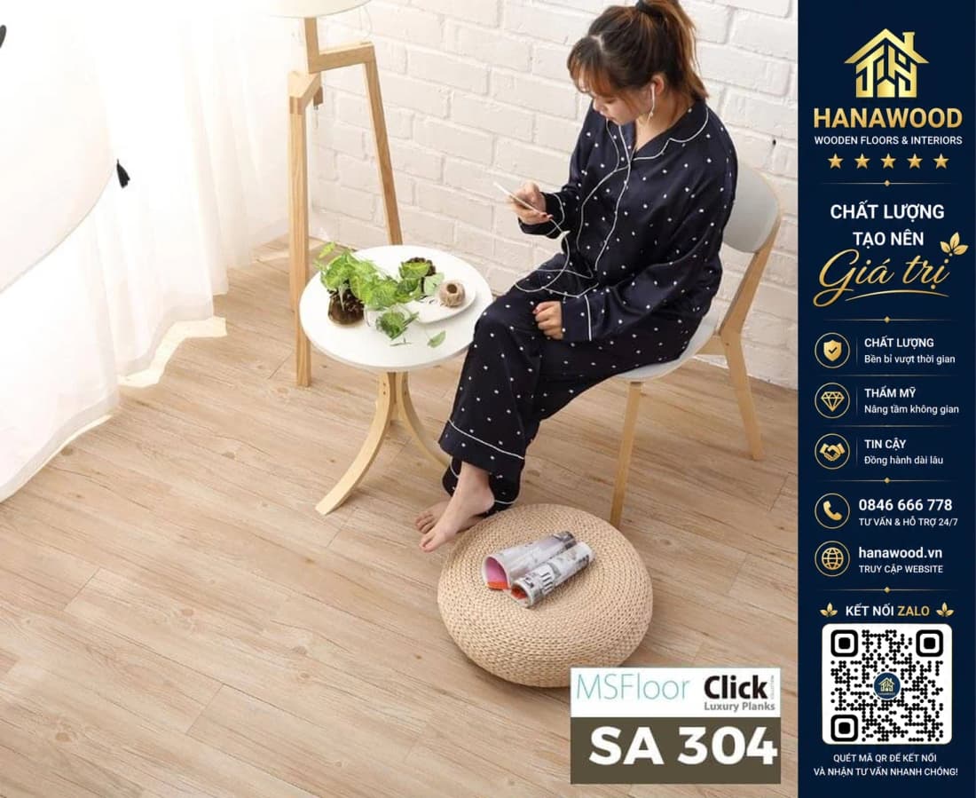 Sàn Nhựa Giả Gỗ Tự Dán MsFloor 2mm SA304
