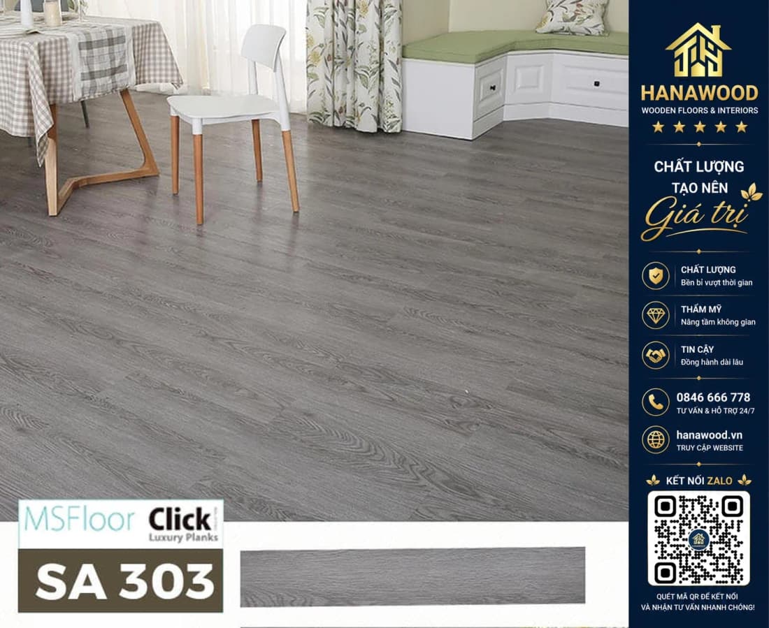 Sàn Nhựa Giả Gỗ Tự Dán MsFloor 2mm SA303