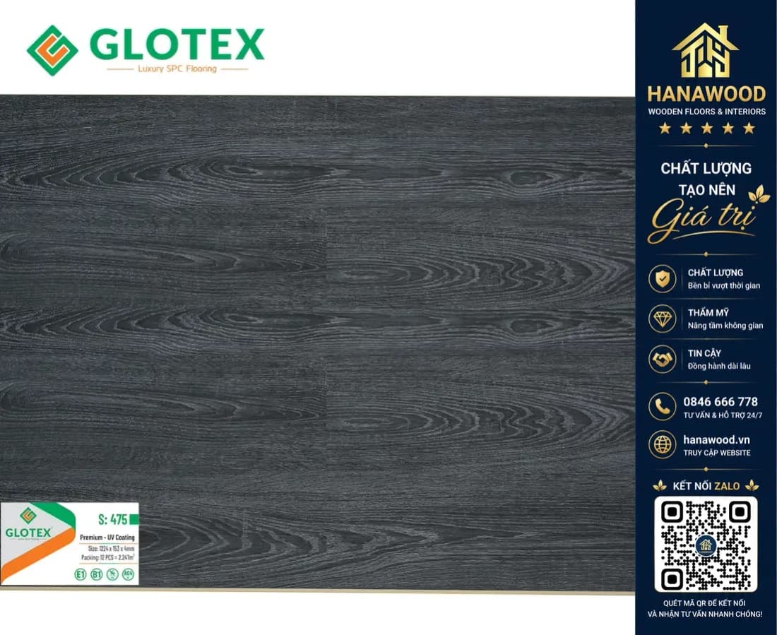 Sàn Nhựa Giả Gỗ Hèm Khóa Glotex 475