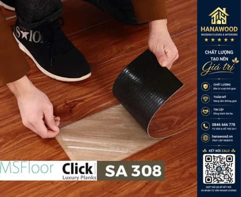 Sàn Nhựa Giả Gỗ Tự Dán MsFloor 2mm SA308