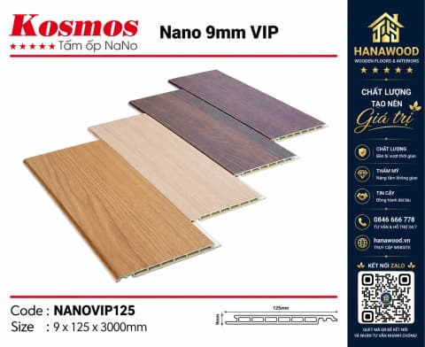Tấm Nhựa Nano Ốp Tường Ốp Trần Giả Gỗ Kosmos NanoVip125