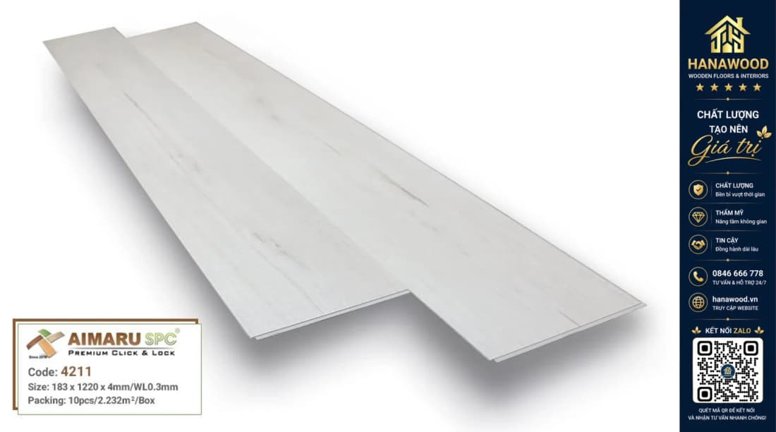 Sàn Nhựa Giả Gỗ Hèm Khóa 4mm Aimaru 4211