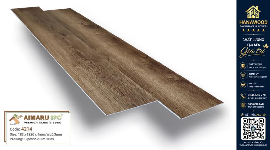 Sàn Nhựa Giả Gỗ hèm Khóa Aimaru 4214