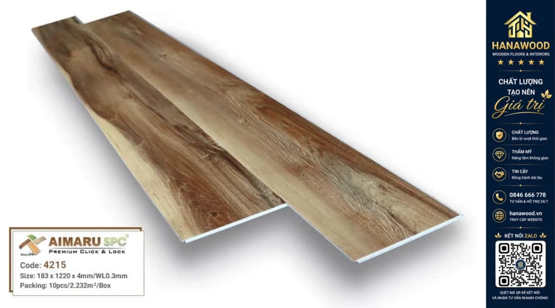 Sàn Nhựa Giả Gỗ Hèm Khóa 4mm Aimaru 4215