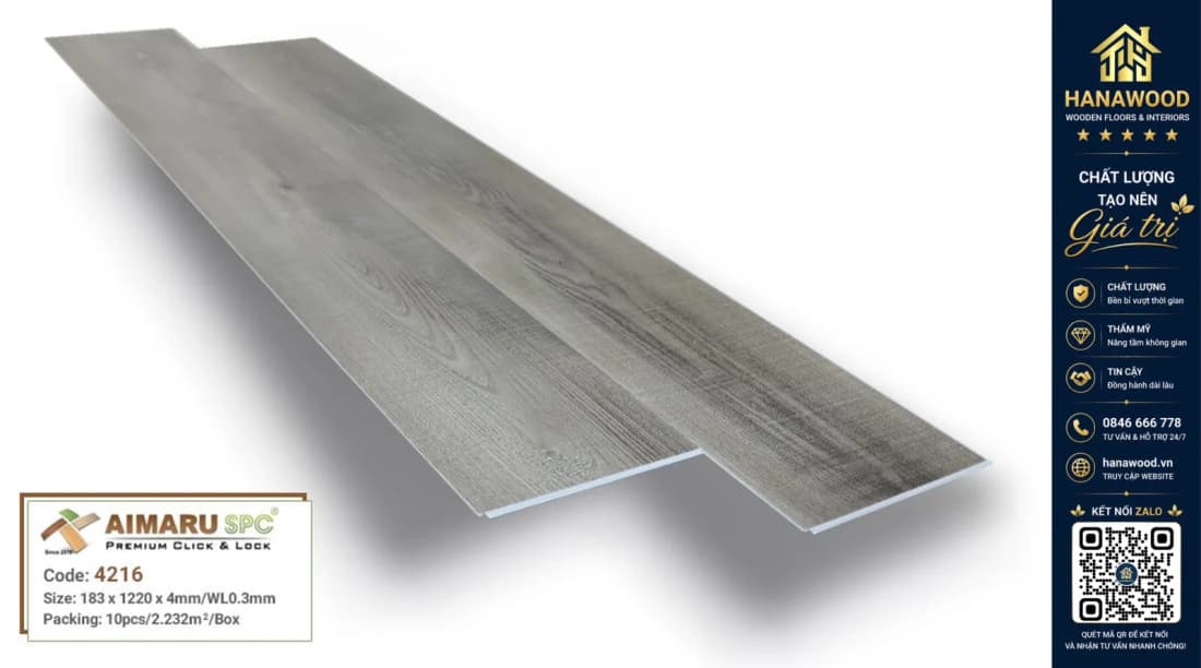 Sàn Nhựa Giả Gỗ Hèm Khóa Aimaru 4216
