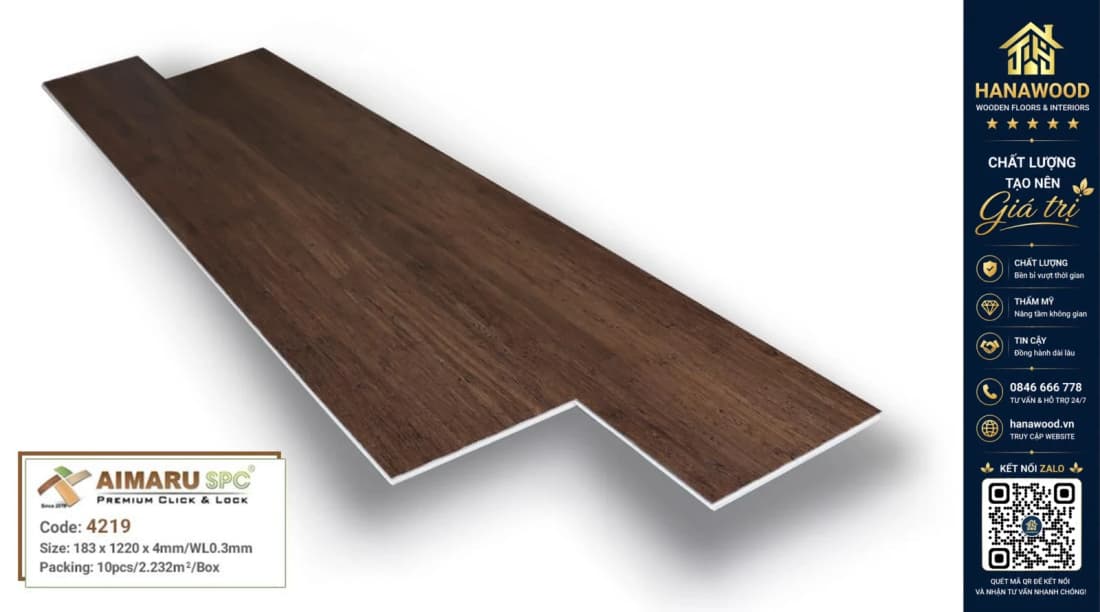 Sàn Nhựa Giả Gỗ Hèm Khóa Aimaru 4219