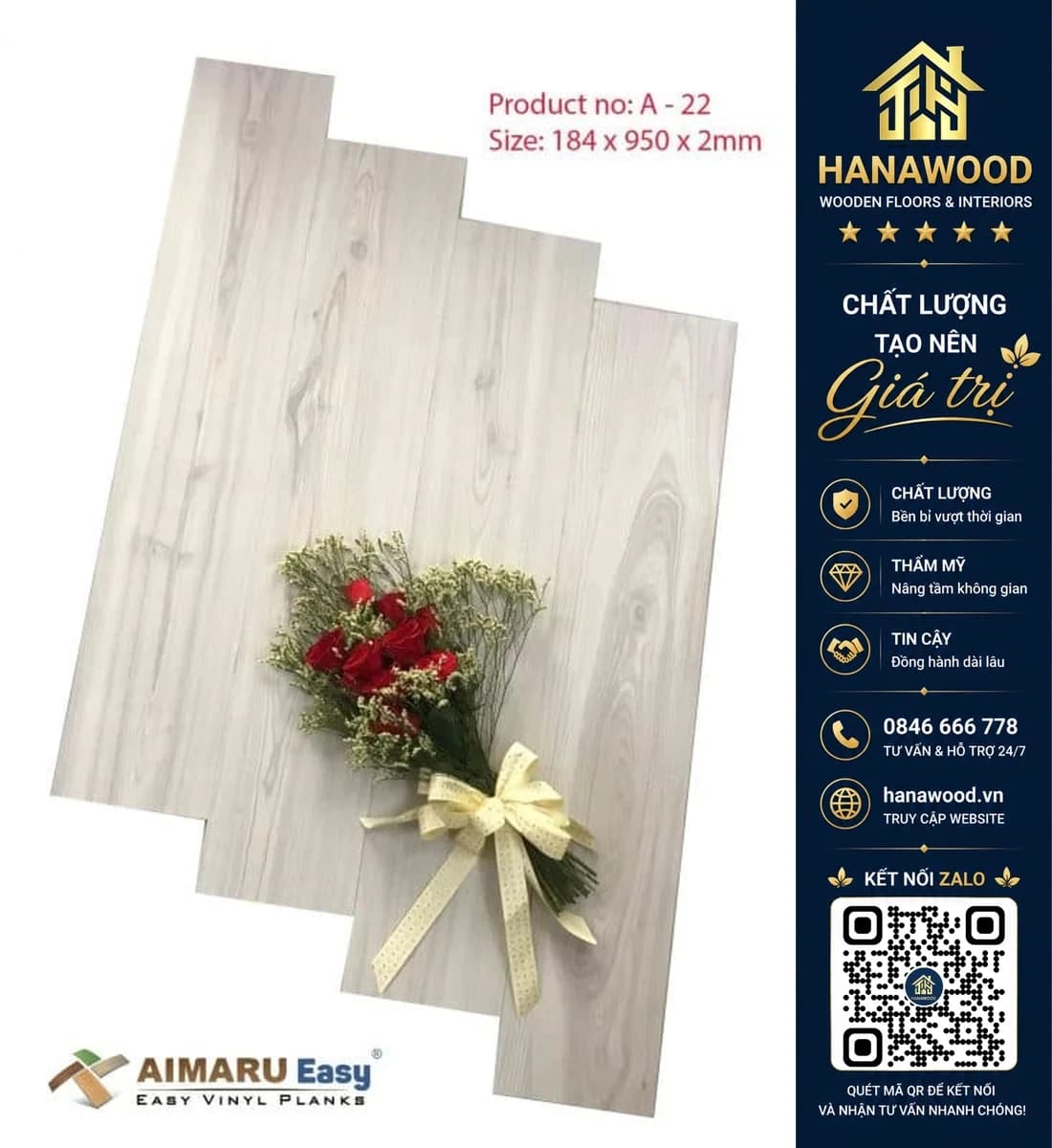 Sàn Nhựa Dán Keo Aimaru A22 Dày 2mm