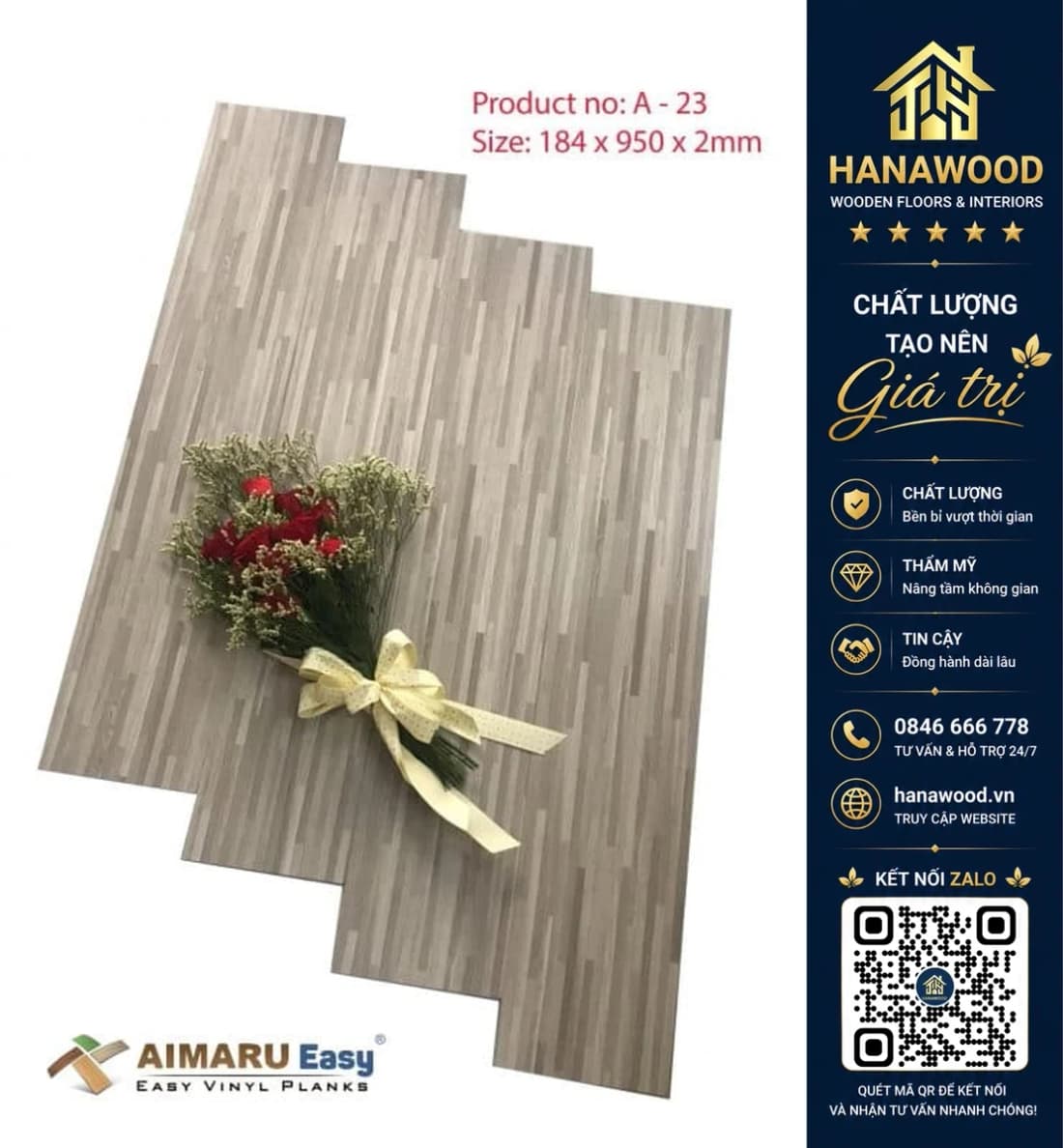 Sàn Nhựa Dán Keo Aimaru A23 Dày 2mm