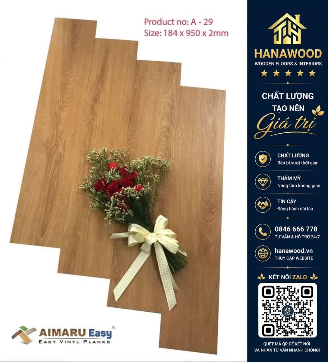 Sàn Nhựa Dán Keo Aimaru A29 Dày 2mm