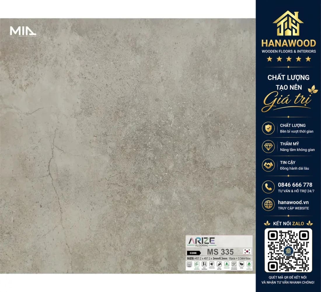 Hình ảnh Sàn Nhựa Giả Vân Đá Dán Keo ARIZE MS335 Dày 3mm