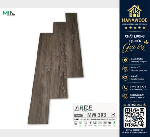 Hình ảnh Sàn Nhựa Dán Keo Vân Gỗ ARIZE MW303 Dày 2mm