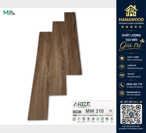 Hình ảnh Sàn Nhựa Giả Gỗ Dán Keo ARIZE MW310 Dày 3mm
