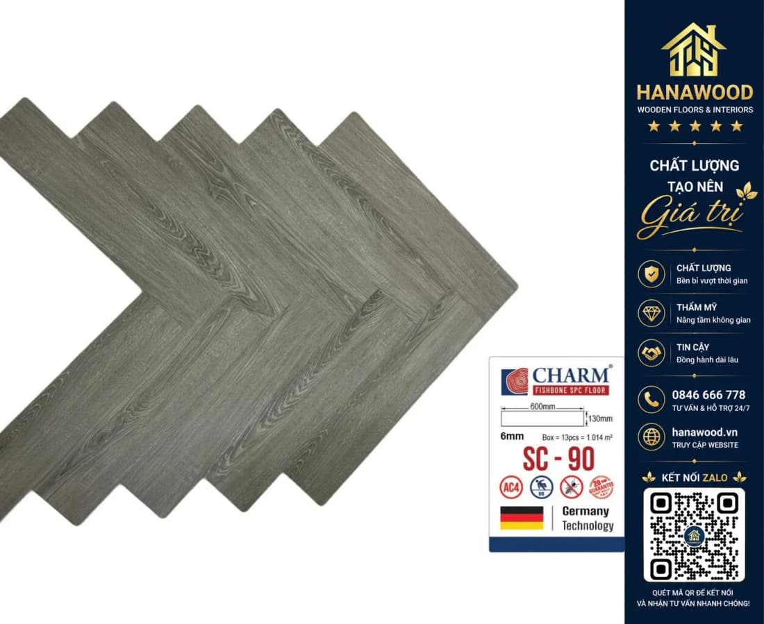 Hình ảnh Sàn Nhựa Hèm Khoá Xương Cá Charmwood SC-90 6mm