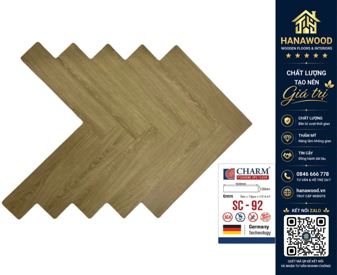 Hình ảnh Sàn Nhựa Hèm Khoá Lát Xương Cá Charmwood SC-92 6mm