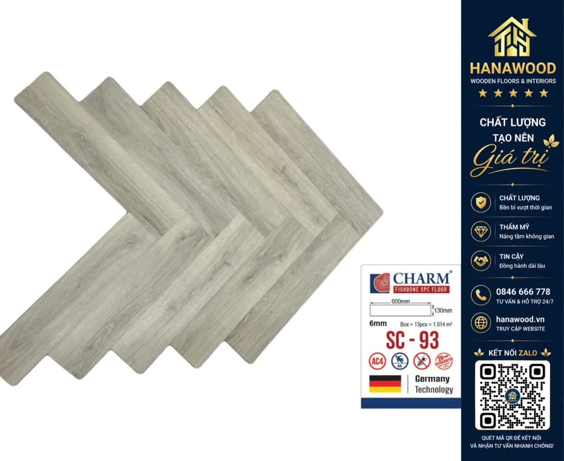 Hình ảnh Sàn Nhựa Hèm Khoá Xương Cá Charmwood 6mm SC-93