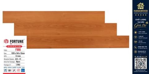 Sàn Gỗ Công Nghiệp Fortune F966 Dày 12mm
