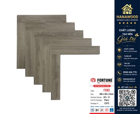 Sàn Gỗ Xương Cá Fortune Malaysia FX93 Dày 12mm