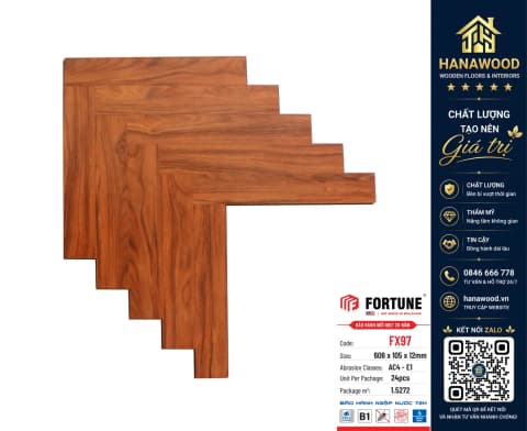 Sàn Gỗ Công Nghiệp Xương Cá Fortune 12mm FX97