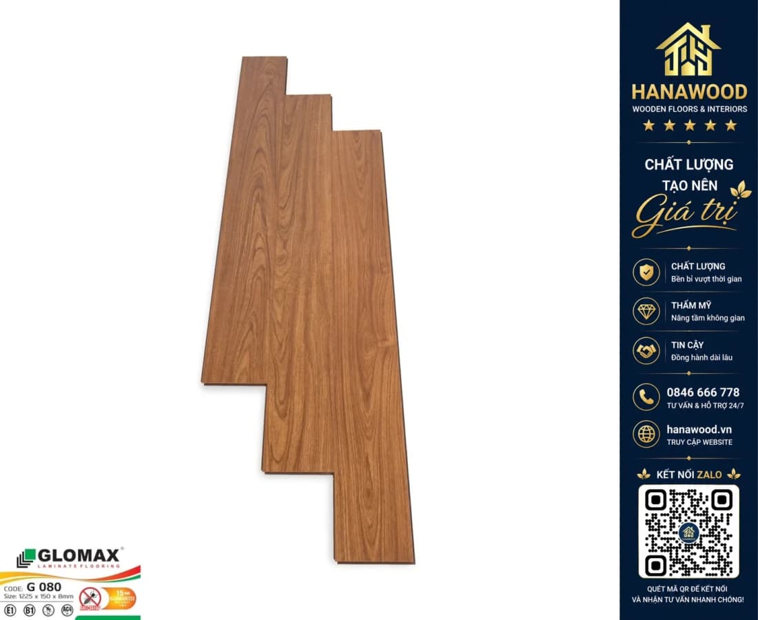 Sàn Gỗ Công Nghiệp Glomax G080 8mm