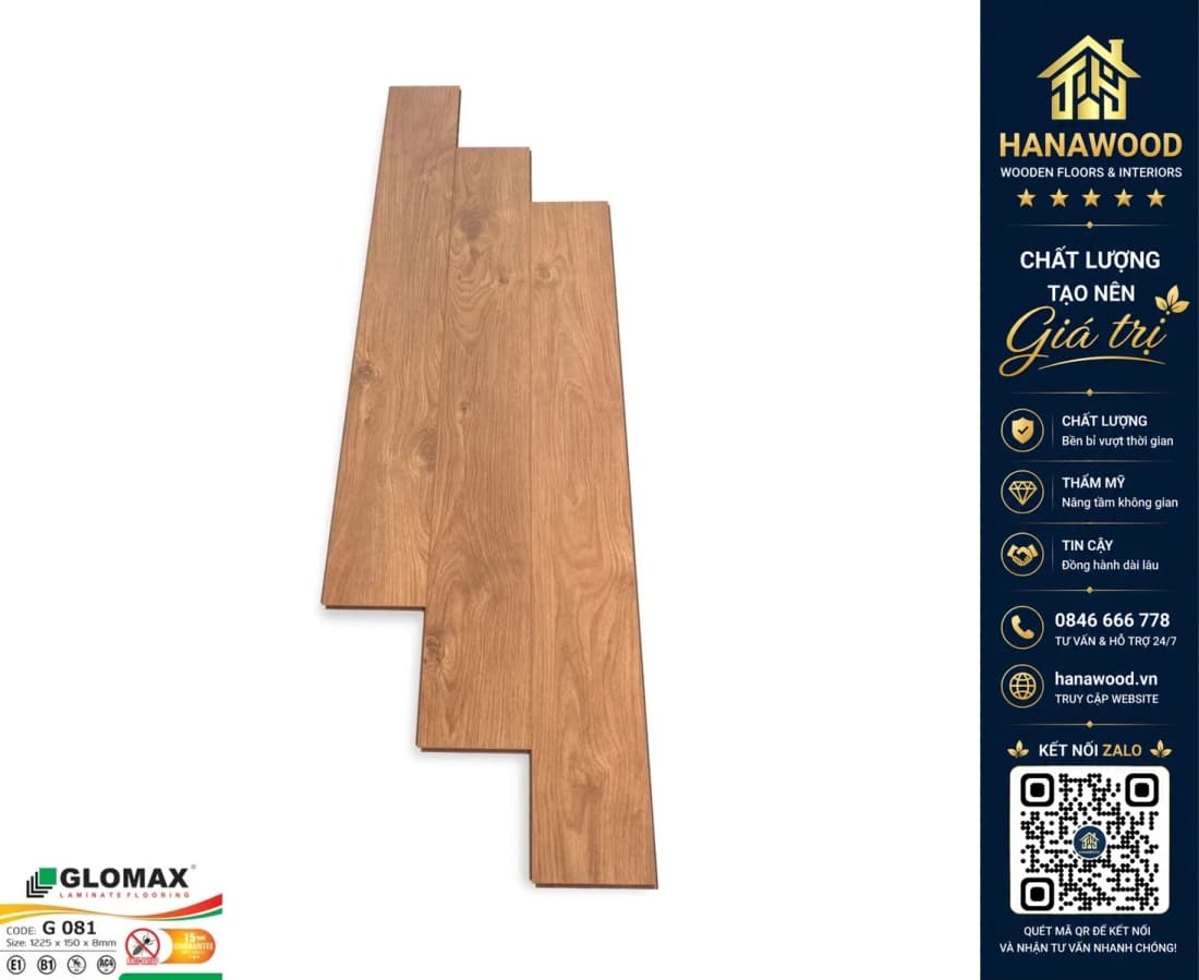 Sàn Gỗ Công Nghiệp Glomax G081 8mm