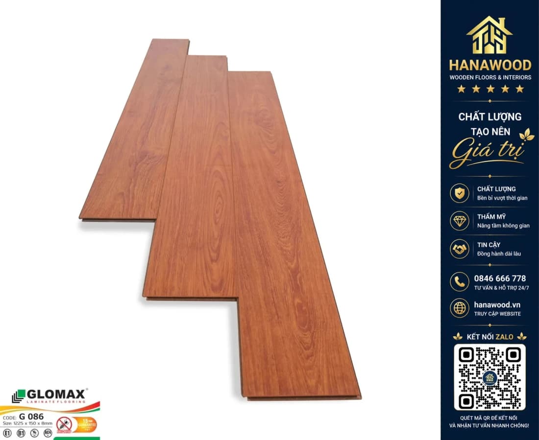 Sàn Gỗ Công Nghiệp Glomax G086 8mm