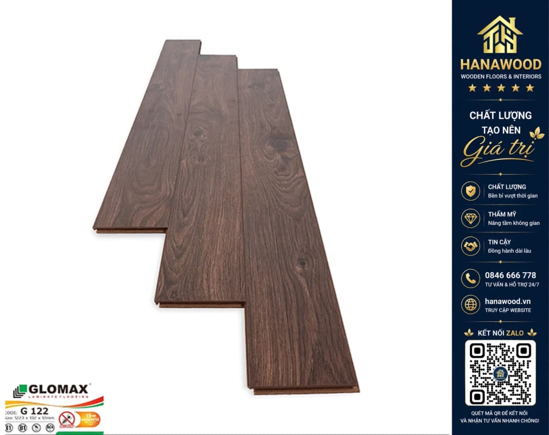 Sàn Gỗ Công Nghiệp Glomax G122 12mm