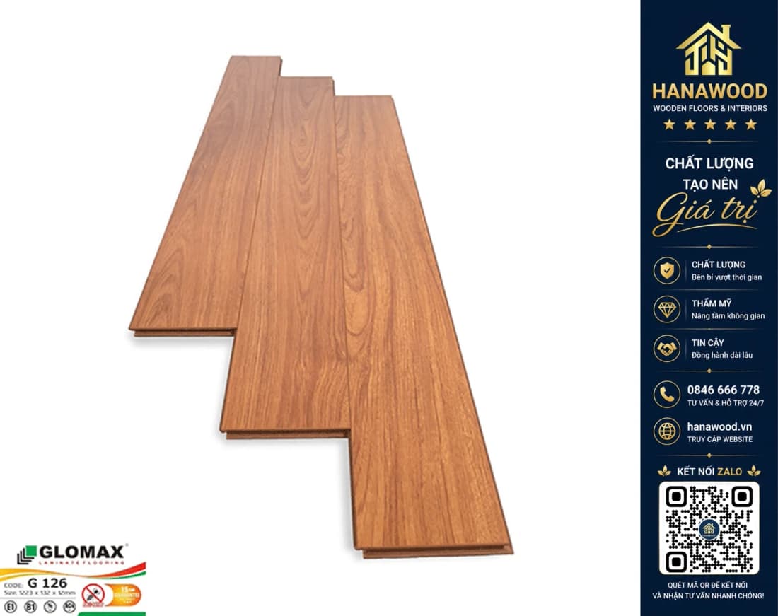 Sàn Gỗ Công Nghiệp Glomax G126 12mm