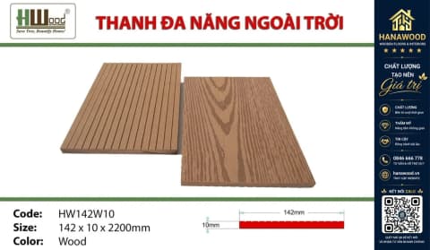 Thanh Lam Đa Năng Gỗ Nhựa Ngoài Trời Hwood HW142W10