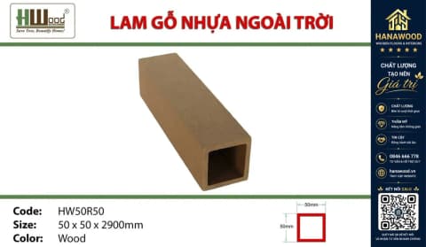 Thanh Lam Che Nắng Gỗ Nhựa Ngoài Trời Hwood HW50R50