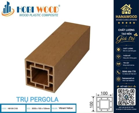 Lam Trụ Pergola Giàn Hoa Ngoài Trời Hobi Wood HB100 C100 Vibrant Yellow