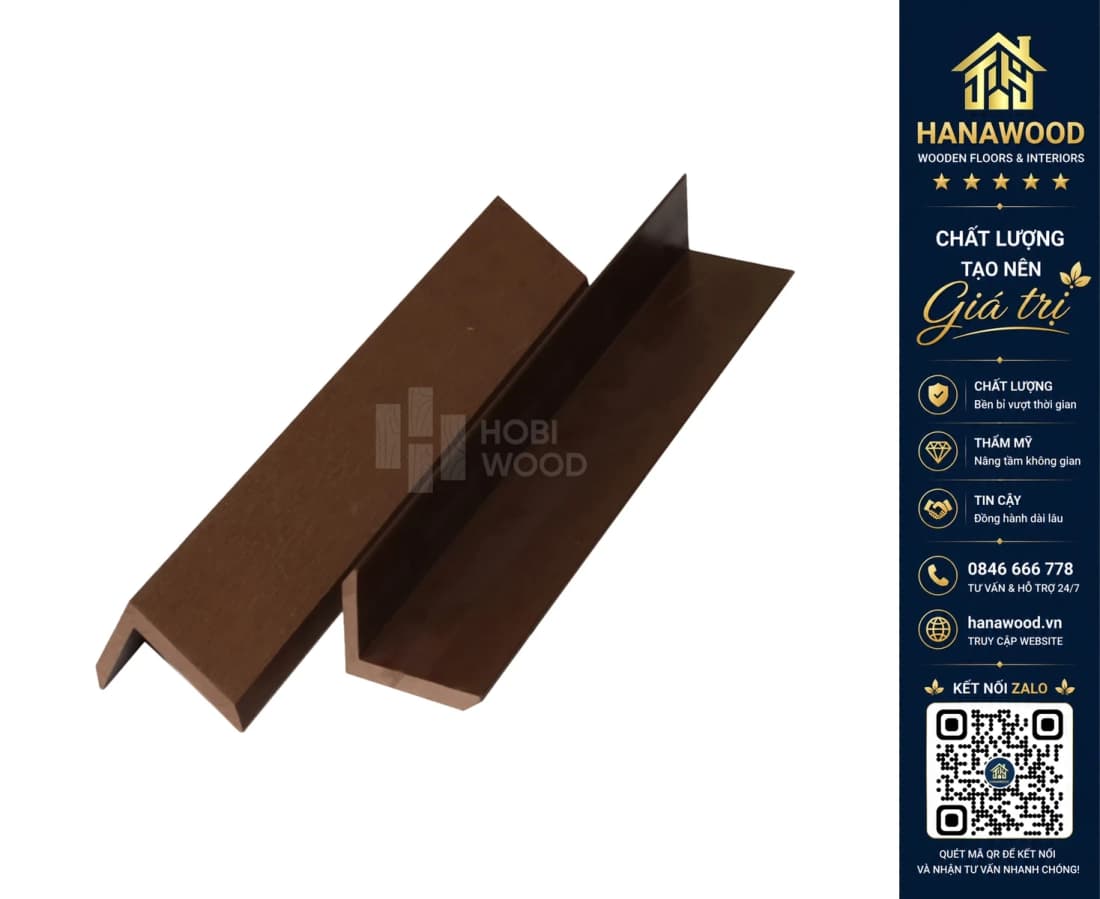 Nẹp góc V WPC Oka Brown (nâu Oka) 40 x 60 x 2200mm