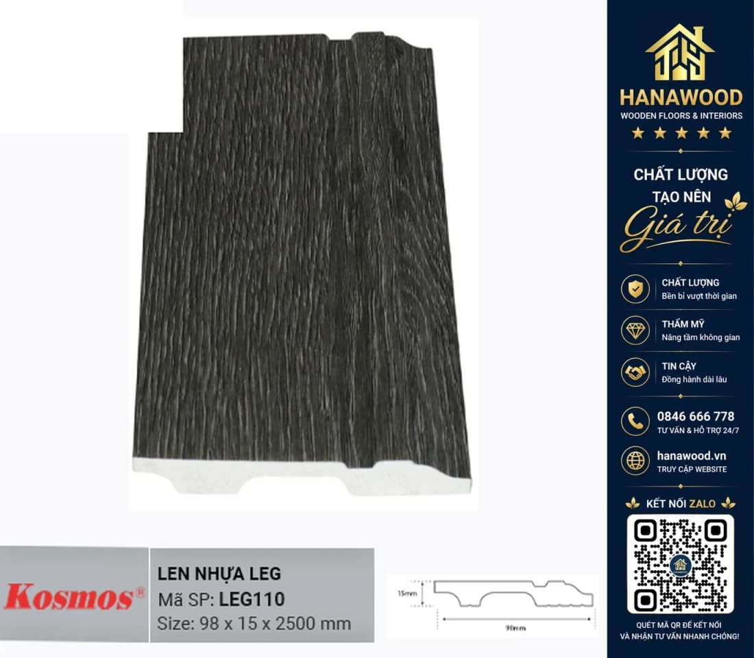 Len chân tường mã LEG110 98 x 15 x 2500 mm