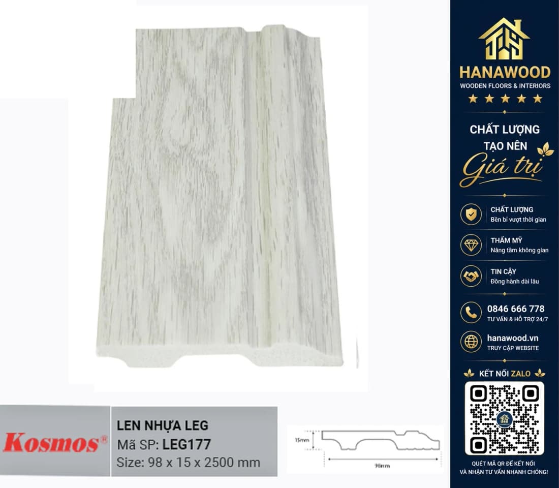 Len chân tường mã LEG177 98 x 15 x 2500 mm