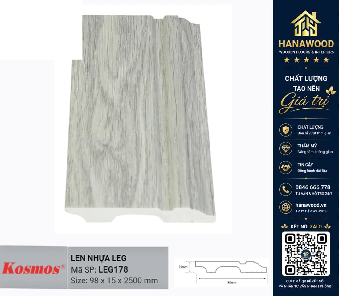 Len chân tường mã LEG178 98 x 15 x 2500 mm