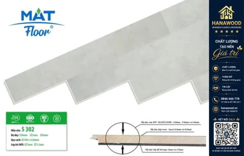 Sàn Nhựa Hèm Khóa Giả Bê Tông Vân Đá MAT Floor S302