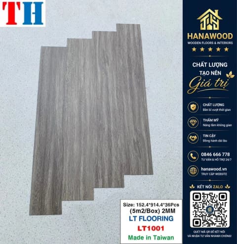 Hình ảnh Sàn Nhựa Giả Gỗ Dán Keo THFloor LT1001 Dày 2mm