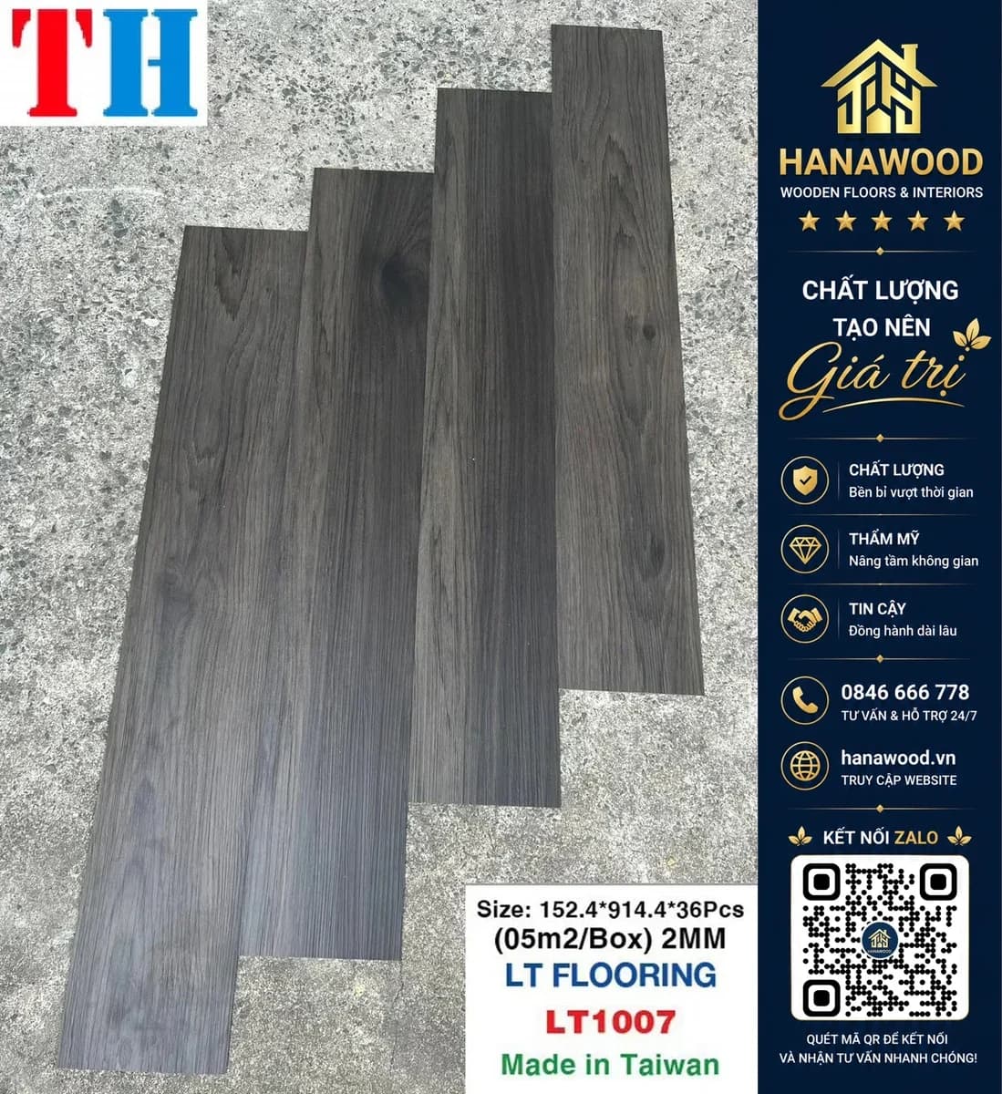 Hình ảnh Sàn Nhựa Dán Keo Giá Rẻ Taiwan THFloor LT1007 Dày 2mm