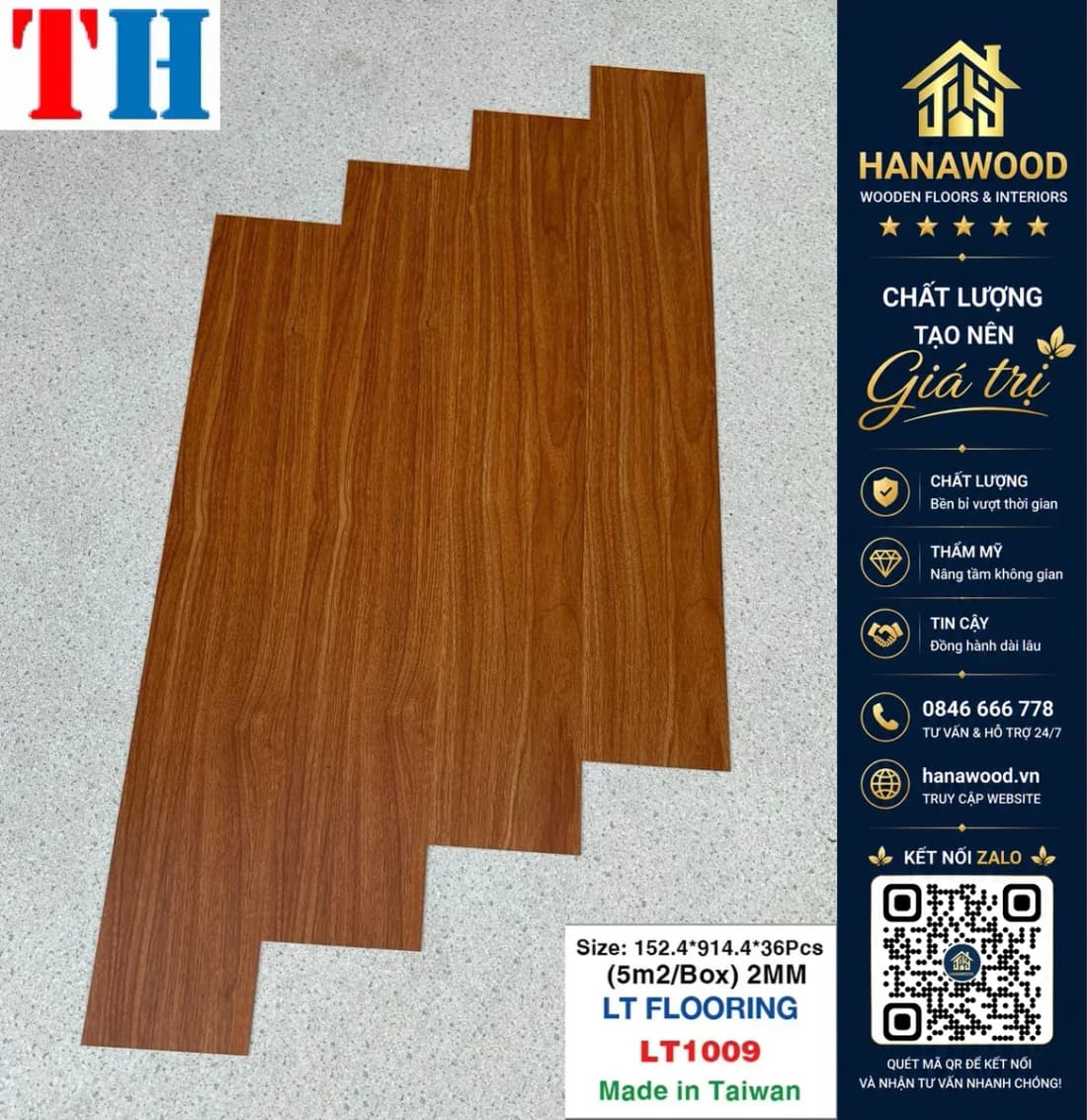 Hình ảnh Sàn Nhựa Dán Keo Giả Vân Gỗ THFloor LT1009 Dày 2mm