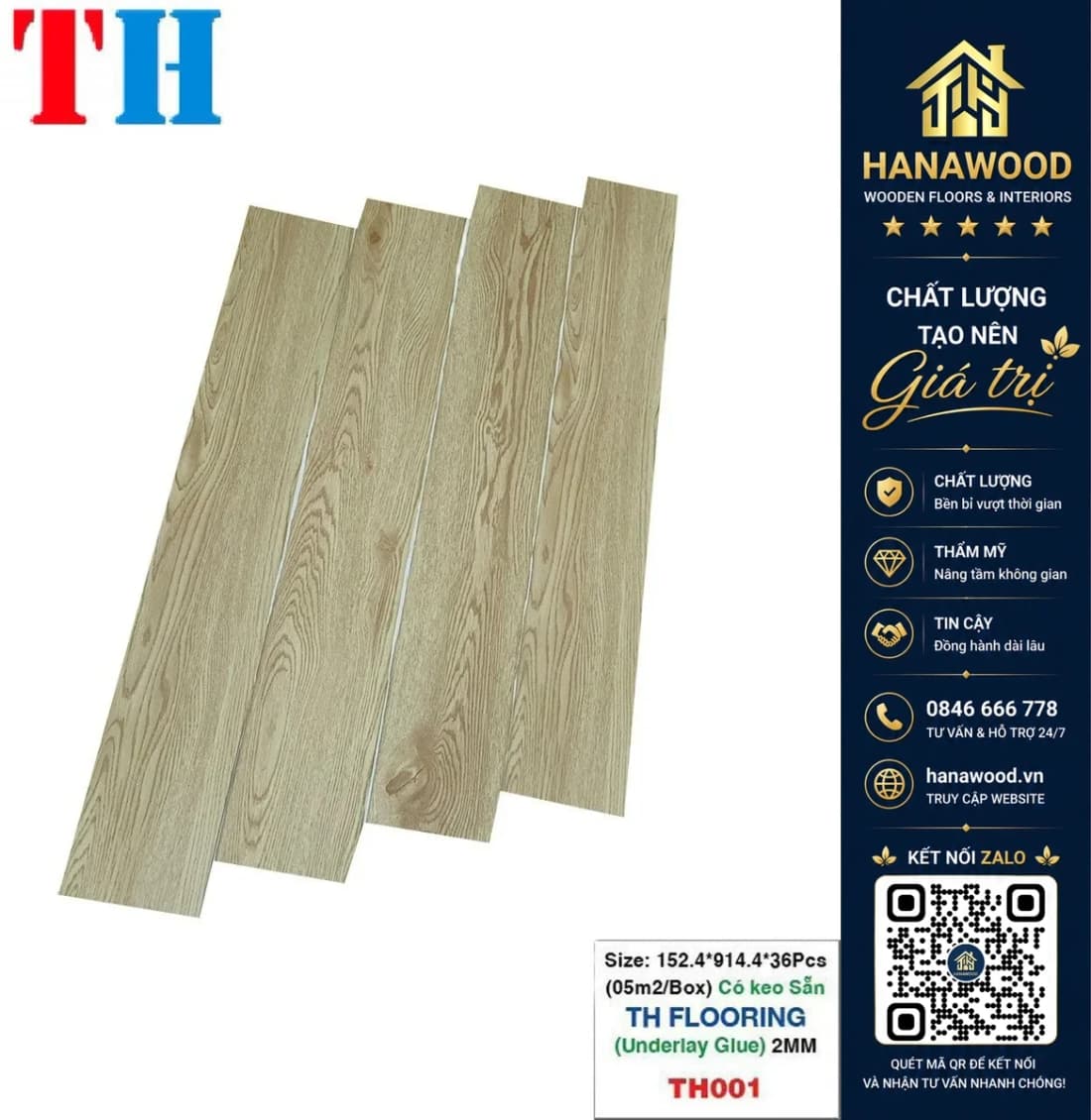 Hình ảnh Sàn Nhựa Giả Gỗ Có Keo Sẵn THFLoor TH002 Dày 2mm
