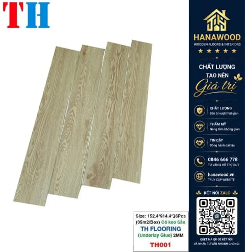 Hình ảnh Sàn Nhựa Giả Gỗ Có Keo Sẵn THFLoor TH002 Dày 2mm