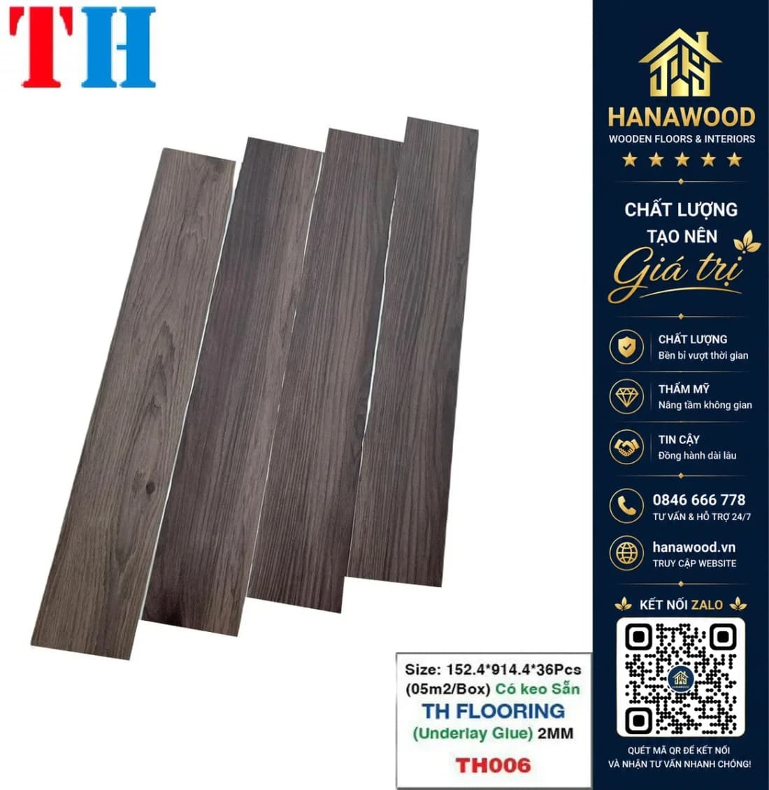 Hình ảnh Tấm Lót Sàn Nhựa Giả Gỗ THFLoor TH006 Dày 2mm