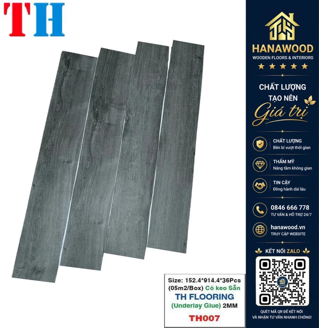 Hình ảnh Sàn Nhựa Giả Gỗ Có Keo Sẵn THFLoor TH007 2mm