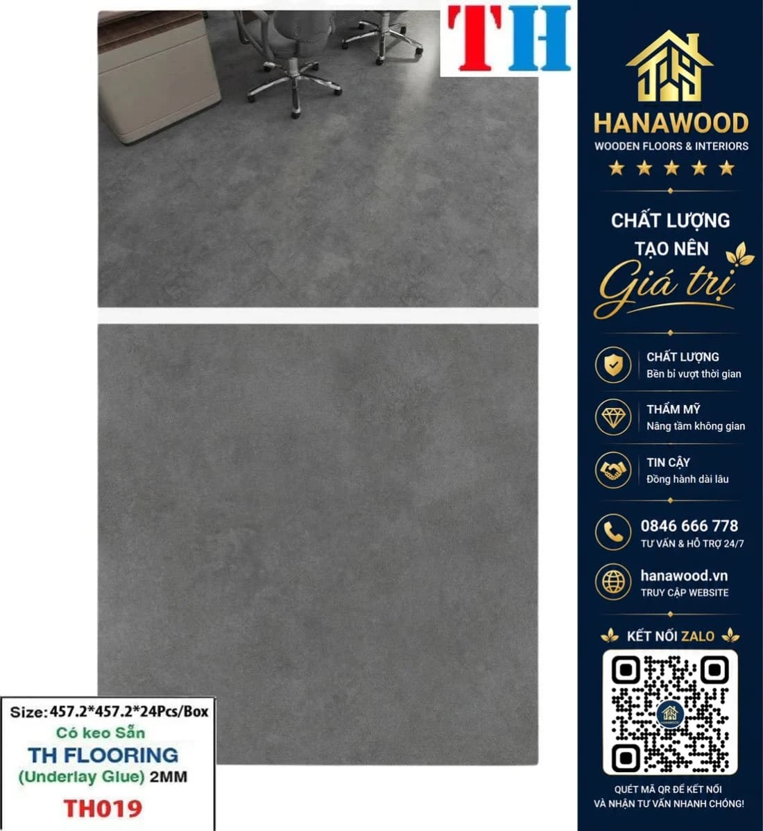 Hình ảnh Miếng Lót Sàn Nhựa Giả Bê Tông THFLoor TH019 2mm