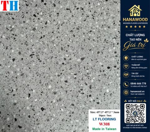 Hình ảnh Sàn Nhựa Dán Keo Vân Đá Mài Terrazzo THFloor W308 Dày 3mm