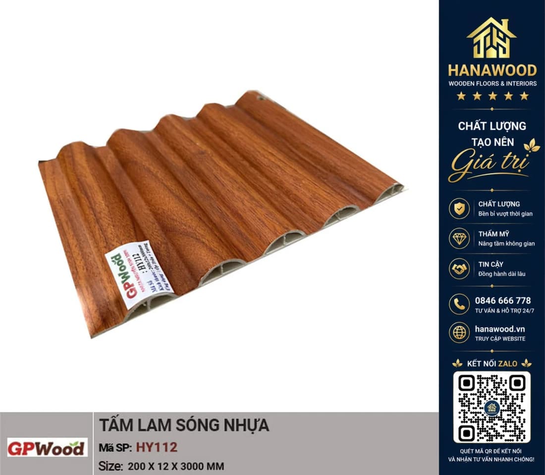 Lam Sóng Bán Nguyệt Nhựa Giả Gỗ GPWood HY112